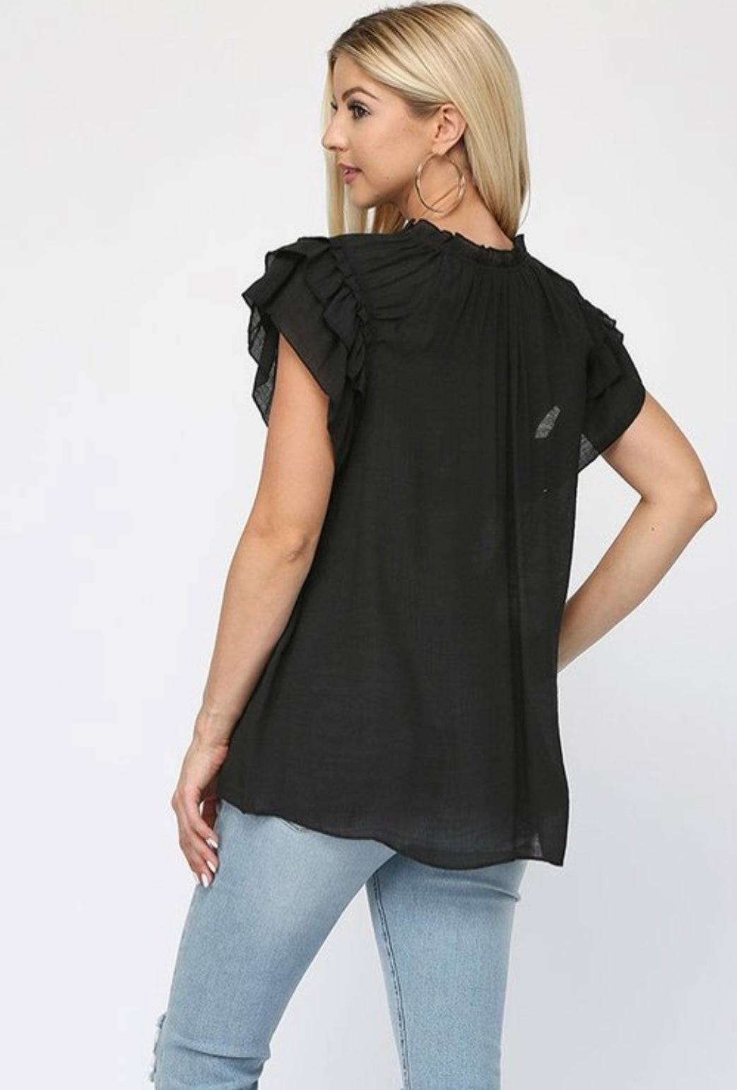 Tess Triple Ruffle Sleeve Top - Corinne Boutique Family Owned and Operated USA