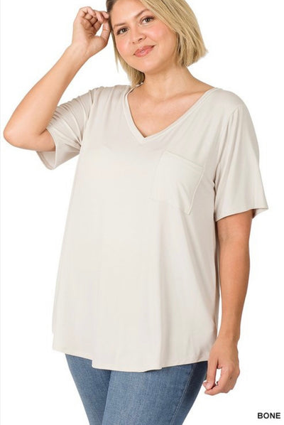 Nan Tencel V-Neck Top Plus - Corinne Boutique Family Owned and Operated USA