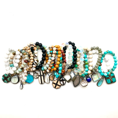 Karli Buxton Faceted Turquoise Stretch Bracelet - Corinne Boutique Family Owned and Operated USA