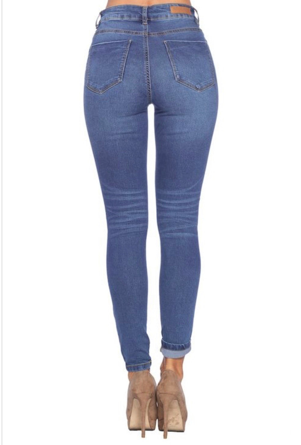 Madelyn High Rise Medium Wash Stretch Jeans - Corinne Boutique Family Owned and Operated USA
