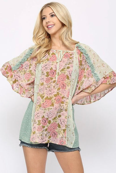 Frannie Floral Ruffled Top - Corinne Boutique Family Owned and Operated USA