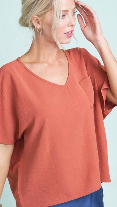 Stella V Neck Textured Top - Corinne an Affordable Women's Clothing Boutique in the US USA