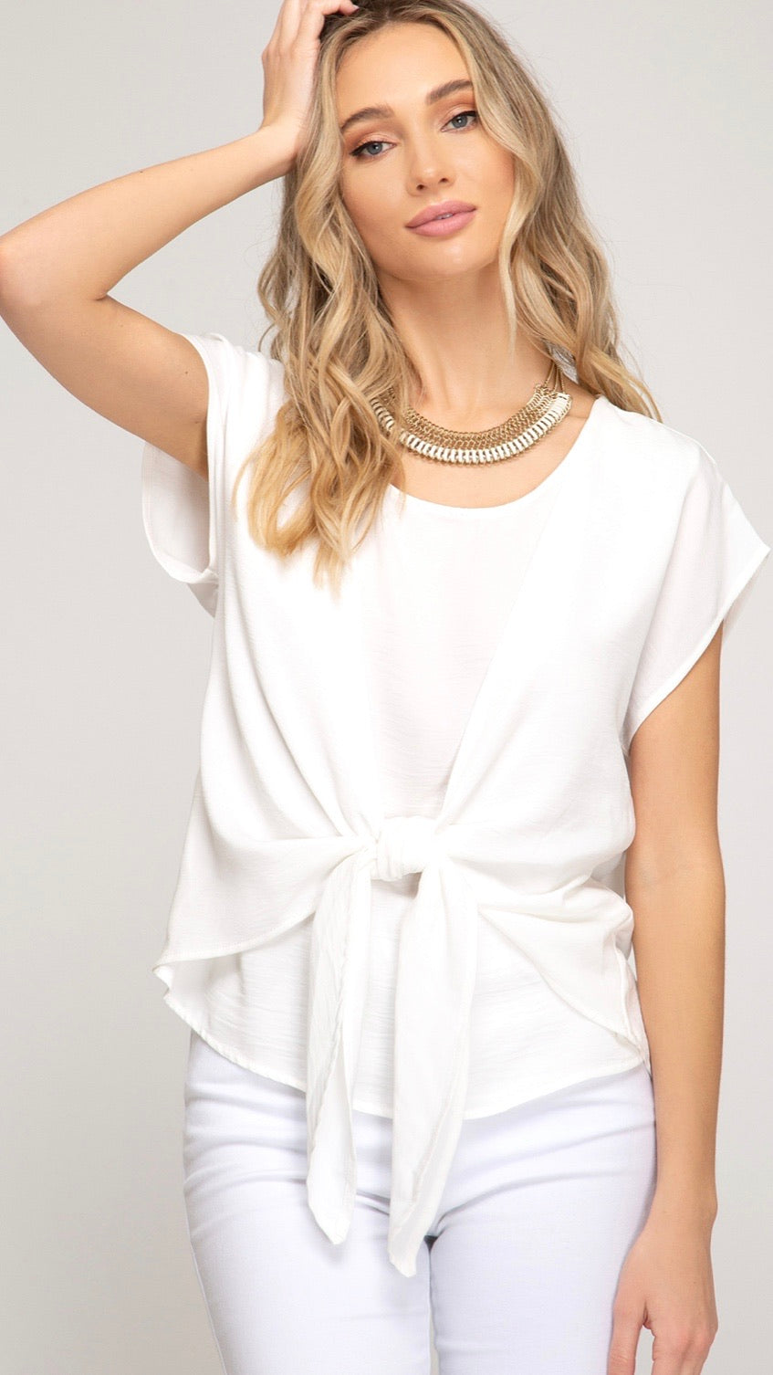 Vivian Drop Shoulder Woven Top - Corinne an Affordable Women's Clothing Boutique in the US USA