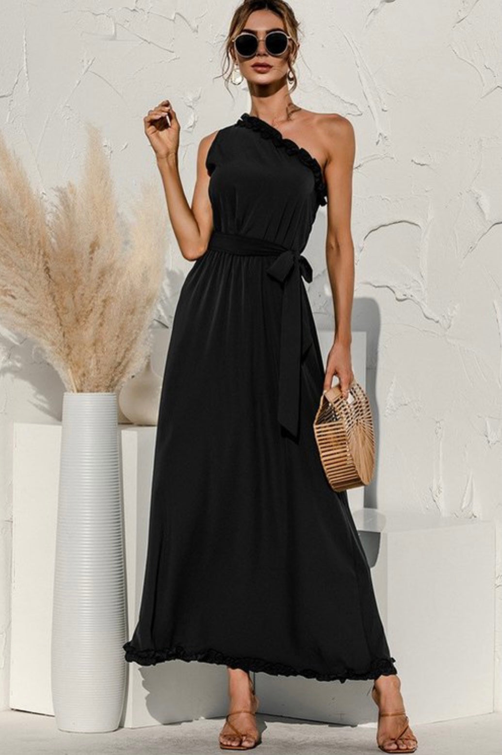 Lilah One Shoulder Maxi Dress - Corinne Boutique Family Owned and Operated USA