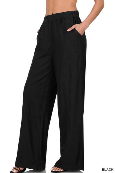 Dina Wide Leg Linen Pants - Corinne Boutique Family Owned and Operated USA