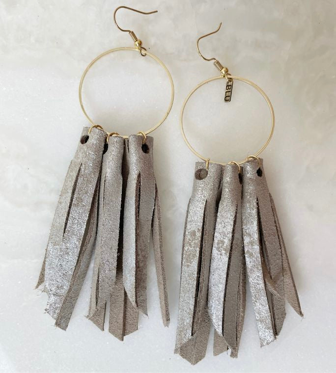 Kate Leather Fringe Earrings - Corinne Boutique Family Owned and Operated USA