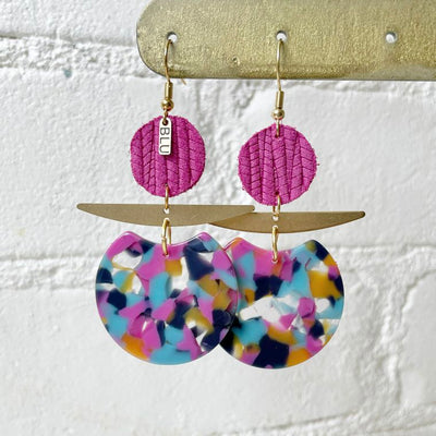 Layla Leather Disc Earrings - Corinne Boutique Family Owned and Operated USA
