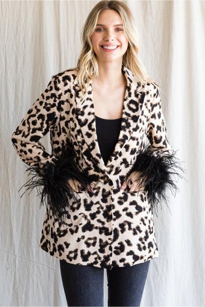 Nadia Feather Blazer - Corinne Boutique Family Owned and Operated USA