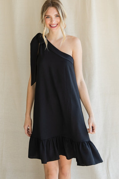 Tessa One Shoulder Black Dress - Corinne Boutique Family Owned and Operated USA