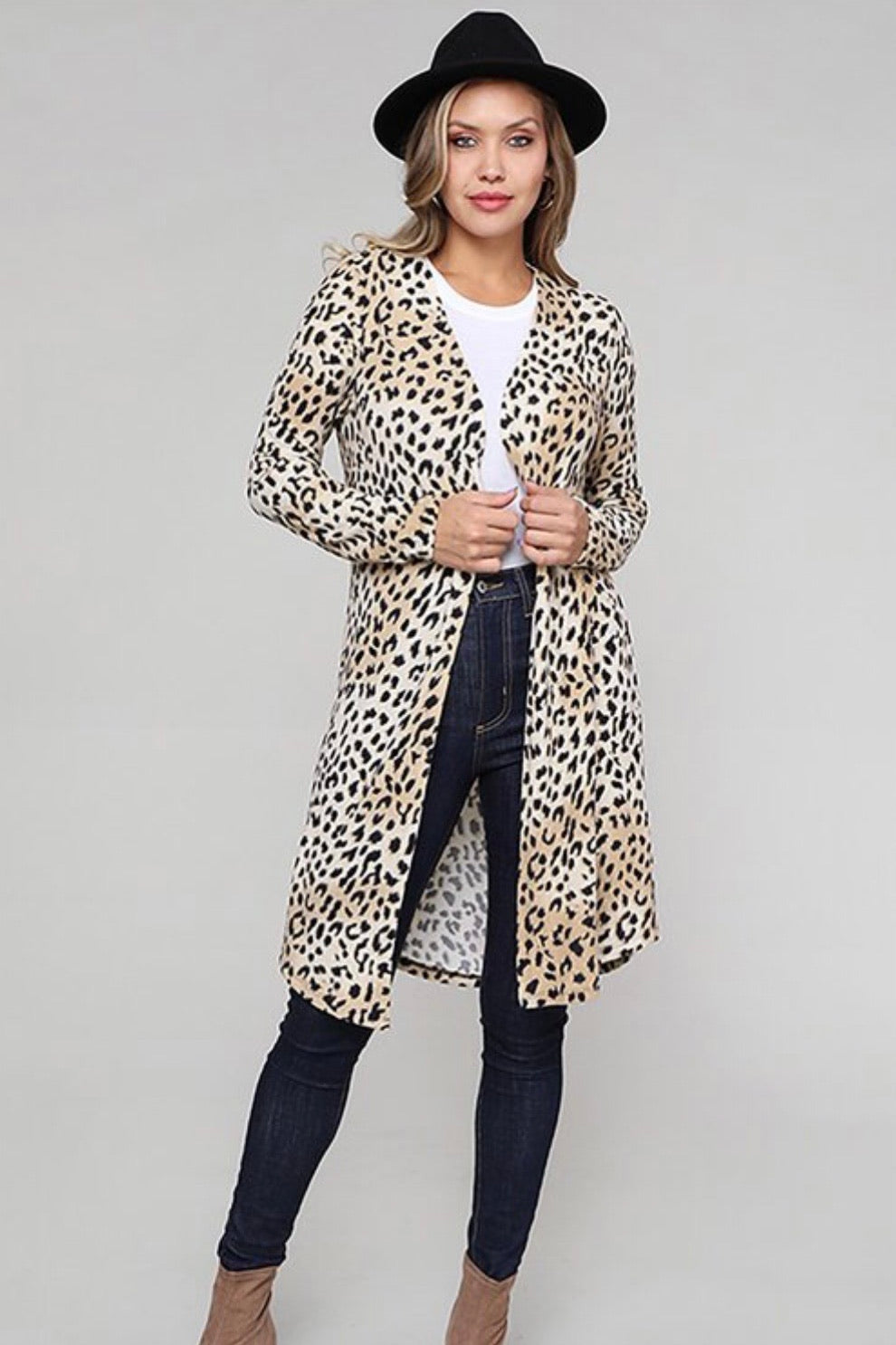 Cheetah Open Front Cardigan - Corinne Boutique Family Owned and Operated USA