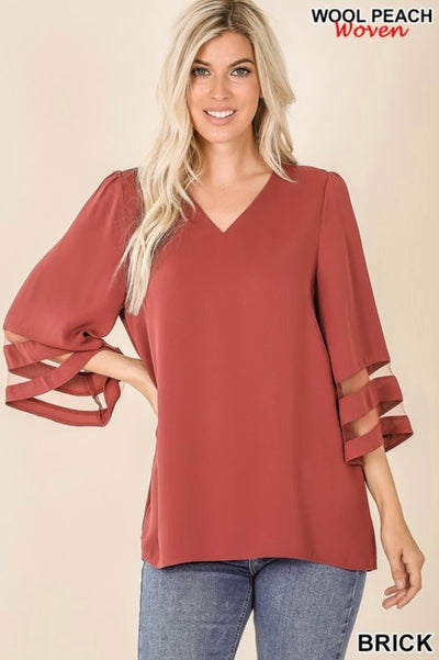 Ava Woven Bell Sleeve Top - Corinne an Affordable Women's Clothing Boutique in the US USA
