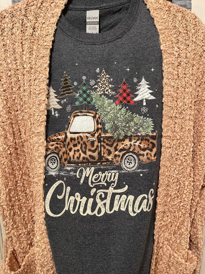 Cheetah Christmas Truck  Tee - Corinne Boutique Family Owned and Operated USA