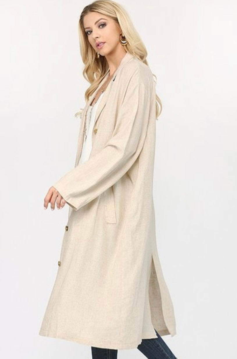 Brice Washed Linen Duster - Corinne Boutique Family Owned and Operated USA