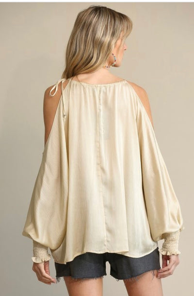 Demi Solid Draped Blouse - Corinne Boutique Family Owned and Operated USA