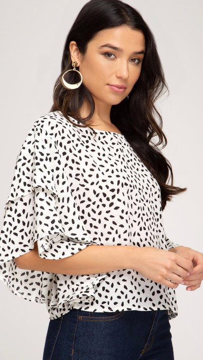 Lacie Drop Shoulder printed Top - Corinne an Affordable Women's Clothing Boutique in the US USA