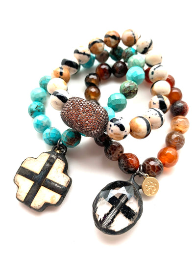 Karli Buxton Faceted Turquoise Stretch Bracelet - Corinne Boutique Family Owned and Operated USA