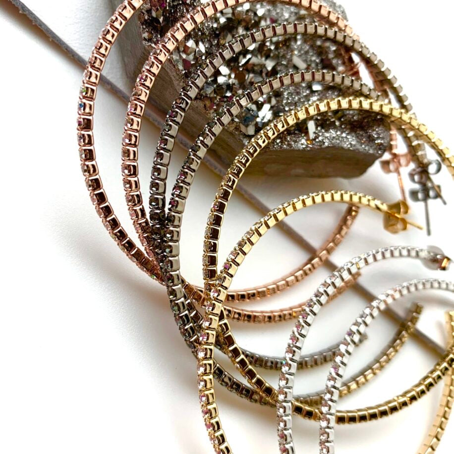 Crystal Pavé Flex Hoops - Rose Gold by Karli Buxton - Corinne Boutique Family Owned and Operated USA