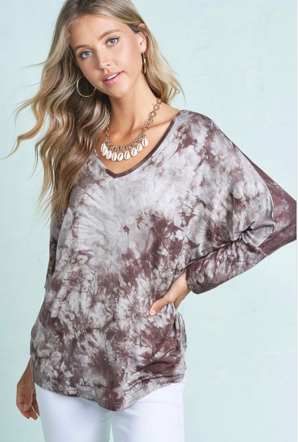 Gretchen V-neck Tie Dyed Top - Corinne Boutique Family Owned and Operated USA