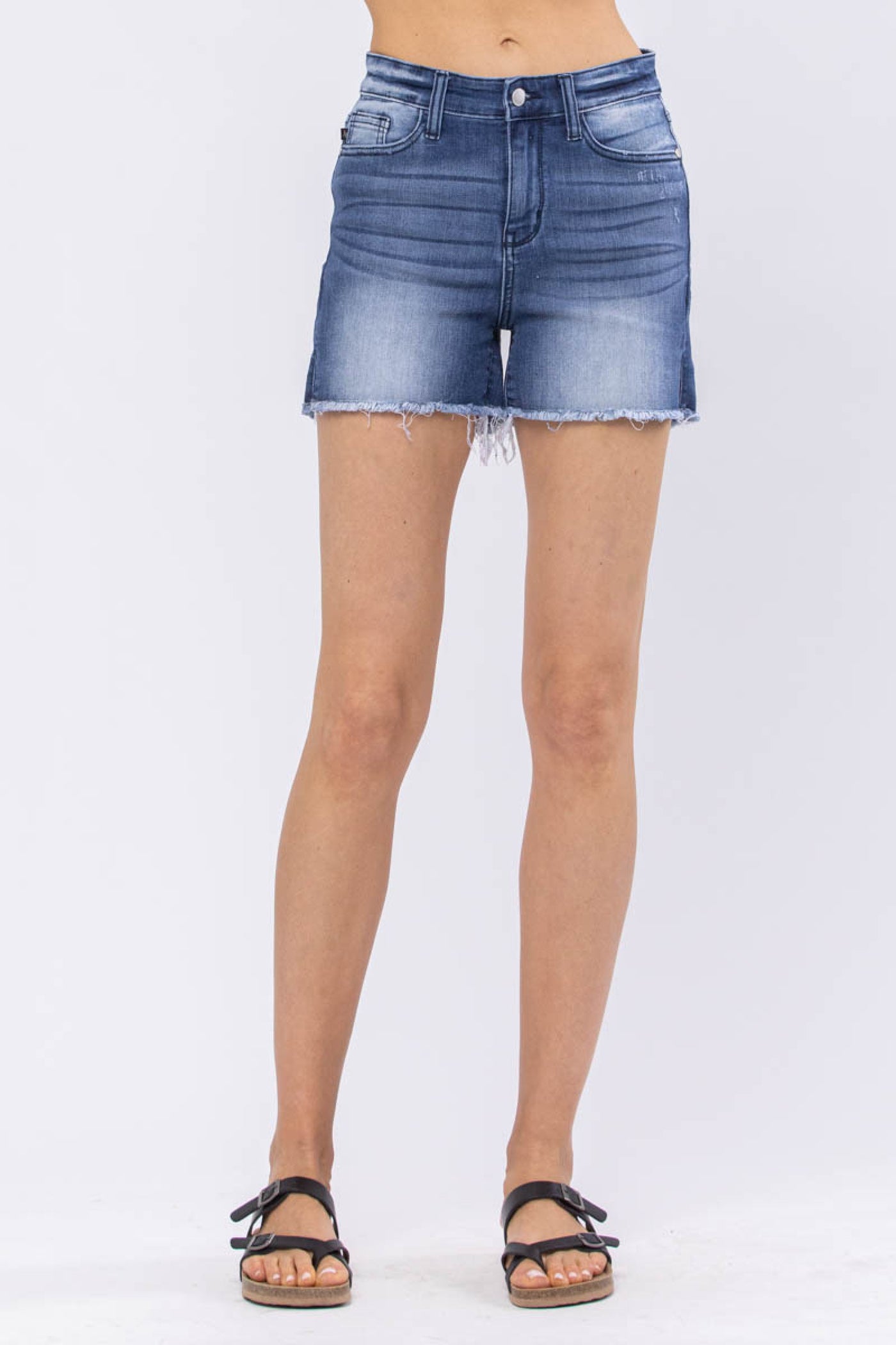 Judy Blue Side Slit Cut Off Shorts - Corinne Boutique Family Owned and Operated USA