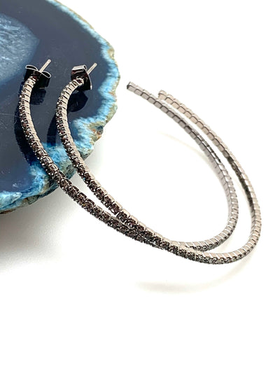 Crystal Pavé Flex Hoops - Gunmetal by Karli Buxton - Corinne Boutique Family Owned and Operated USA