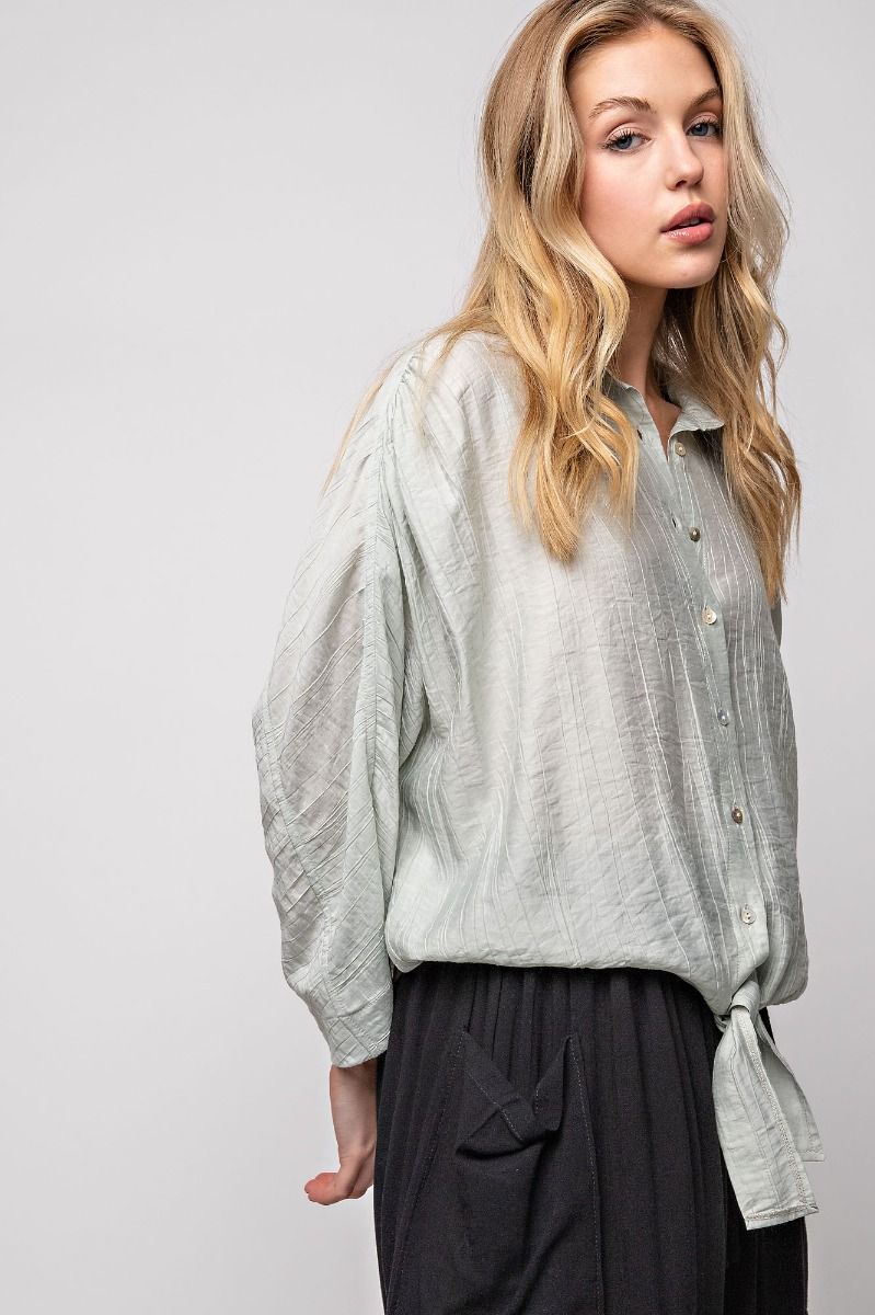 Candi Crinkled Button Down Top