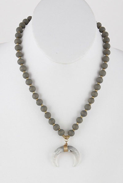 Bead and Horn Necklace - Corinne an Affordable Women's Clothing Boutique in the US USA