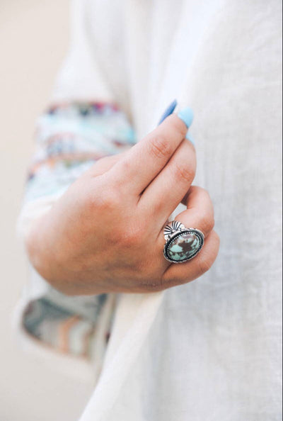 Turquoise Stone Fashion Ring - Corinne Boutique Family Owned and Operated USA