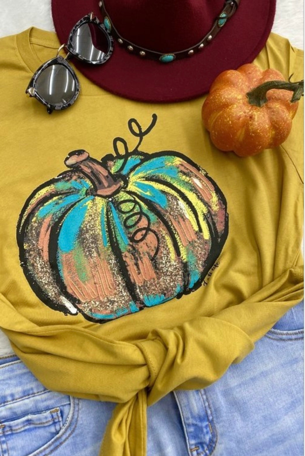 Penelope Pumpkin Tee - Corinne Boutique Family Owned and Operated USA