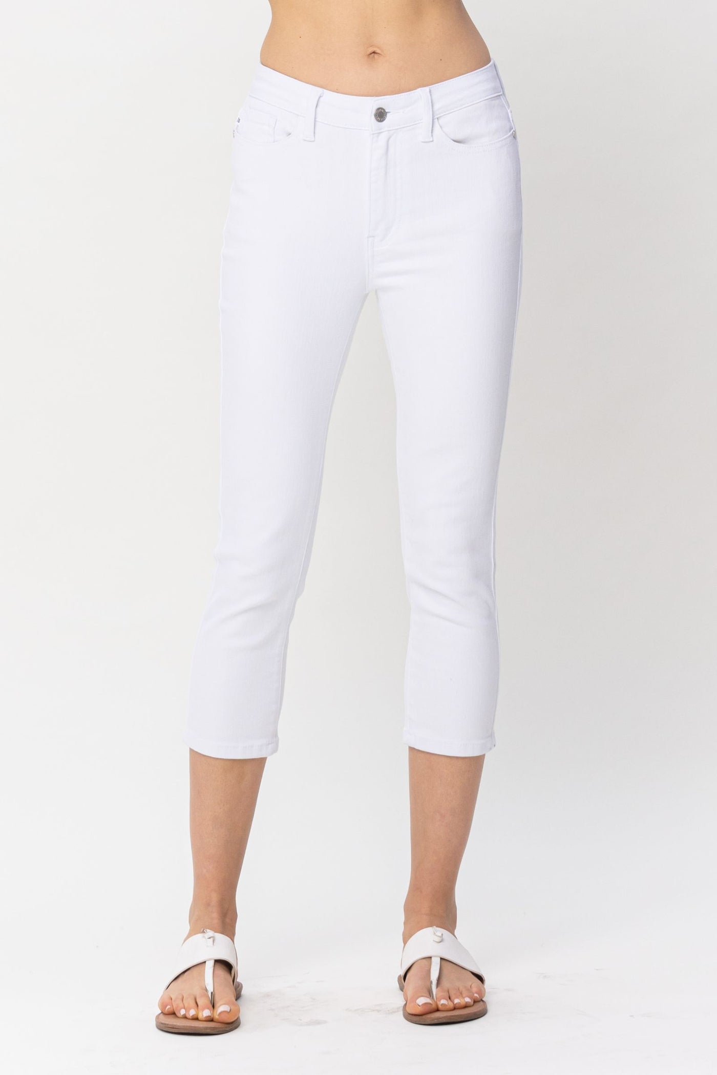 Judy Blue Hi Waist White Capri - Corinne Boutique Family Owned and Operated USA