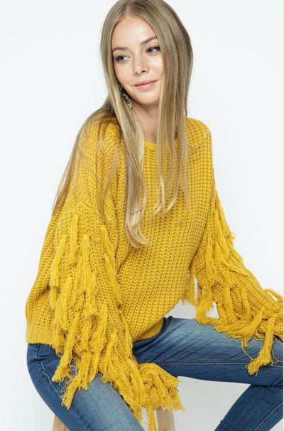 Thea Cropped Fringed Sweater - Corinne Boutique Family Owned and Operated USA