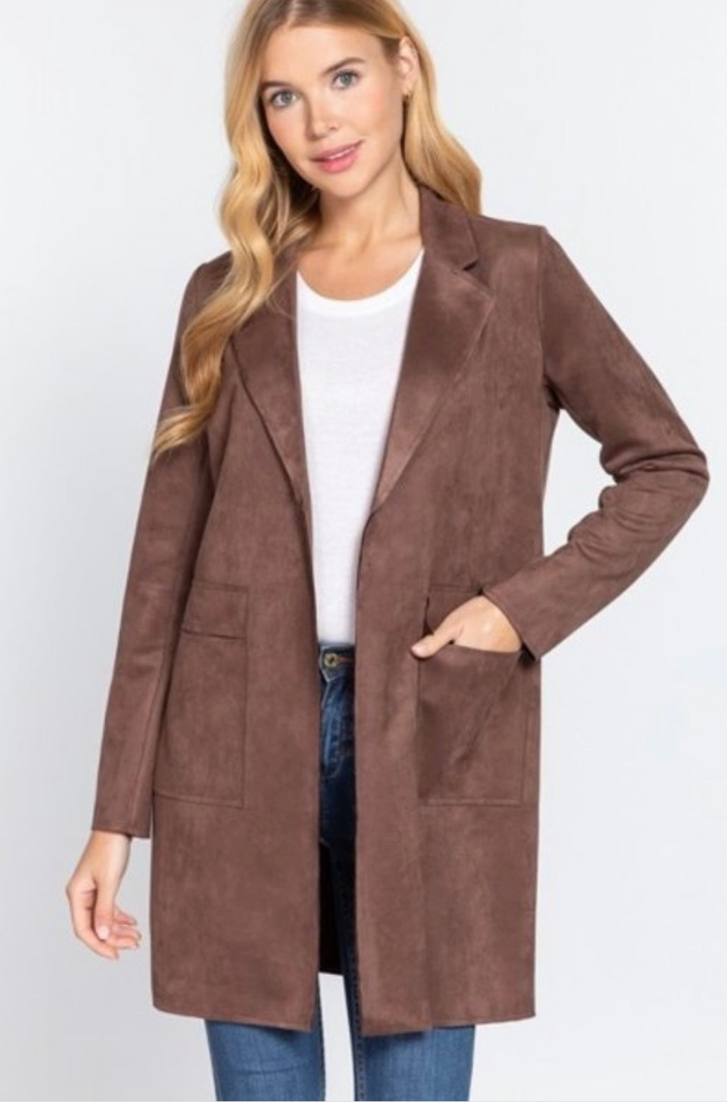 Clarissa Long Suede Jacket - Corinne Boutique Family Owned and Operated USA