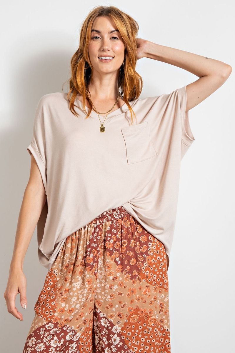 Vanna Oversized V Neck Top - Corinne Boutique Family Owned and Operated USA