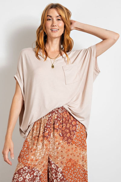 Vanna Oversized V Neck Top - Corinne Boutique Family Owned and Operated USA