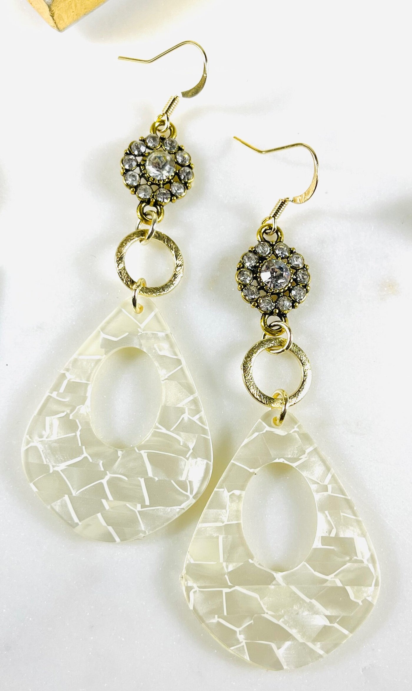 Mindy Gold and Ivory Earrings - Corinne Boutique Family Owned and Operated USA