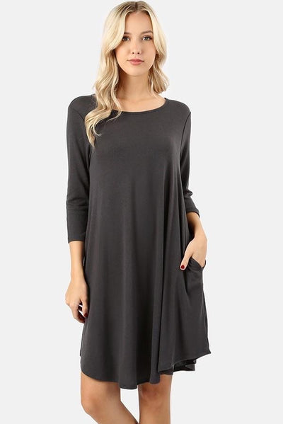 Janet Long Sleeve Dress (PLUS) - Corinne Boutique Family Owned and Operated USA