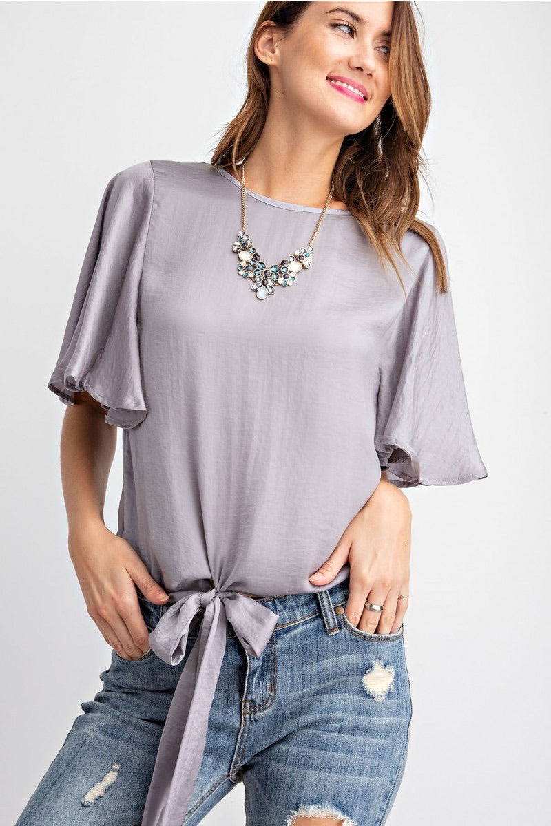 Rae Washed Satin Woven Top - Corinne an Affordable Women's Clothing Boutique in the US USA