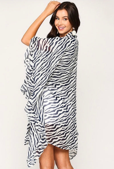 Rae Zebra Chiffon Kimono - Corinne an Affordable Women's Clothing Boutique in the US USA
