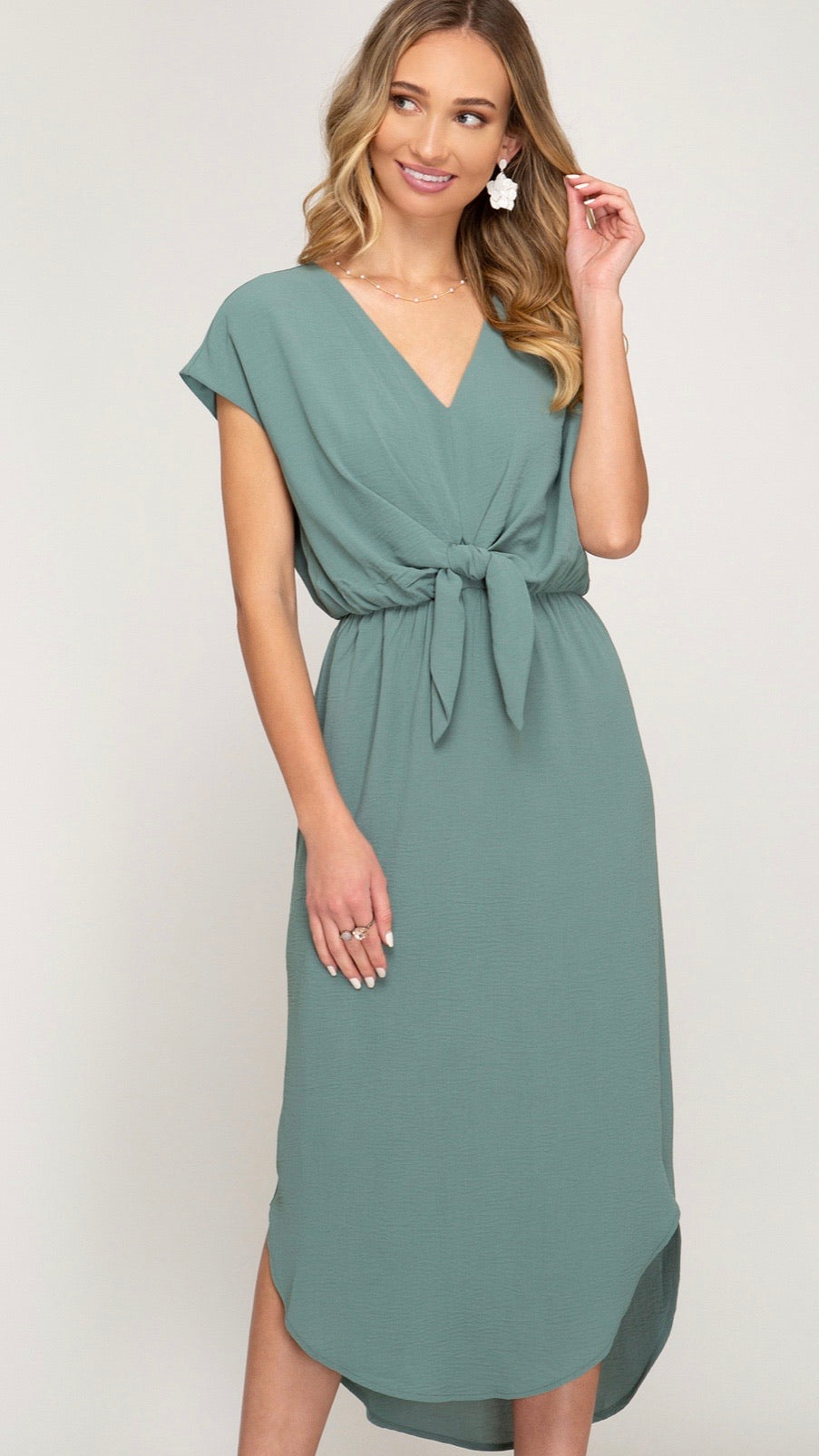 Lori V Neck Woven Dress - Corinne an Affordable Women's Clothing Boutique in the US USA