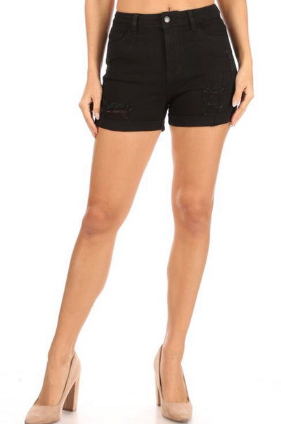 Priscilla Destroyed Cuffed Shorts - Corinne Boutique Family Owned and Operated USA