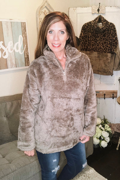 Eliza Sherpa Pullover - Corinne Boutique Family Owned and Operated USA