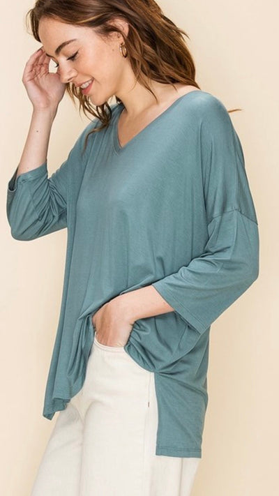 Courtney V Neck Dropped Shoulder Top - Corinne an Affordable Women's Clothing Boutique in the US USA