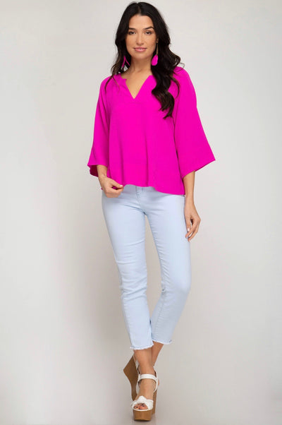 Bree Woven V-Neck Top - Corinne an Affordable Women's Clothing Boutique in the US USA