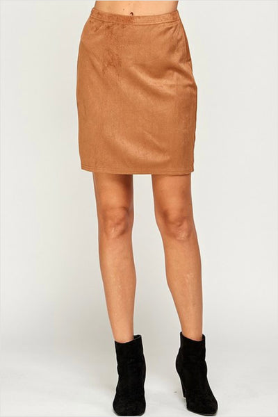 Sadie Stretch Faux Suede Skirt - Corinne Boutique Family Owned and Operated USA