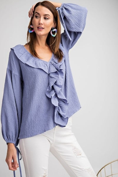 Vanessa V-neck Bubble Sleeve Top - Corinne an Affordable Women's Clothing Boutique in the US USA