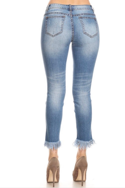 Molly Mid Rise Cropped Frayed Jeans - Corinne an Affordable Women's Clothing Boutique in the US USA