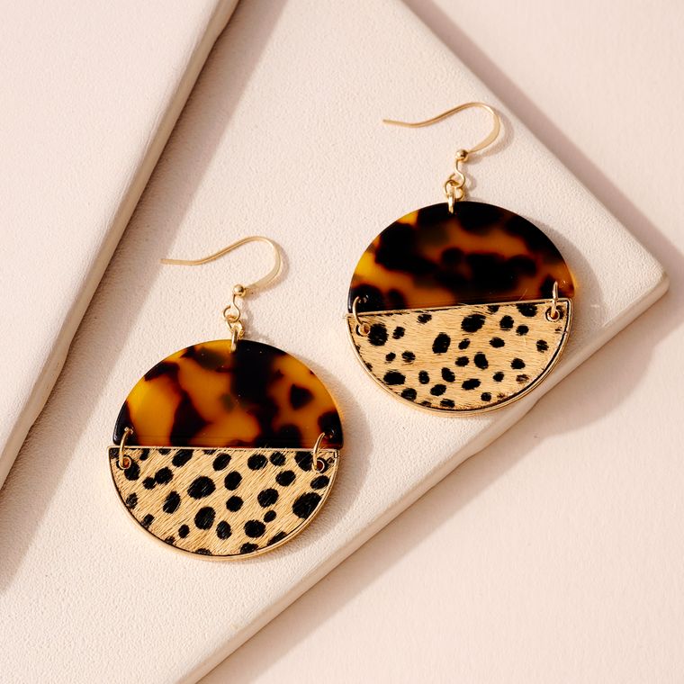 Tortoise Cheetah Print Dangling Earrings - Corinne Boutique Family Owned and Operated USA