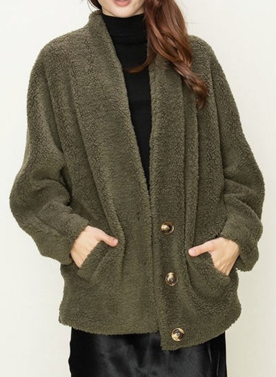 Aubrey Faux Shearling Dolman Sleeve Coat - Corinne an Affordable Women's Clothing Boutique in the US USA