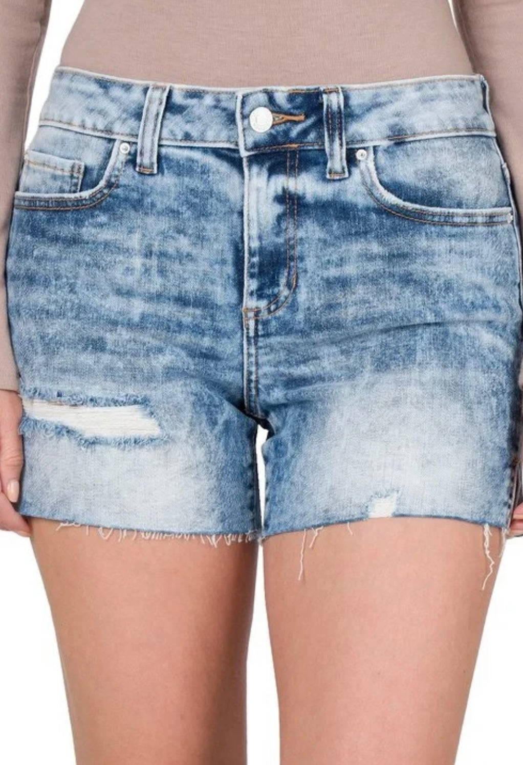 Demi Distressed Stretch Shorts - Corinne Boutique Family Owned and Operated USA