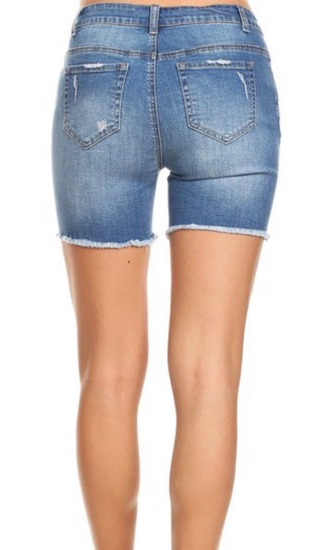 Keisha High Rise Distressed Bermuda Shorts - Corinne an Affordable Women's Clothing Boutique in the US USA