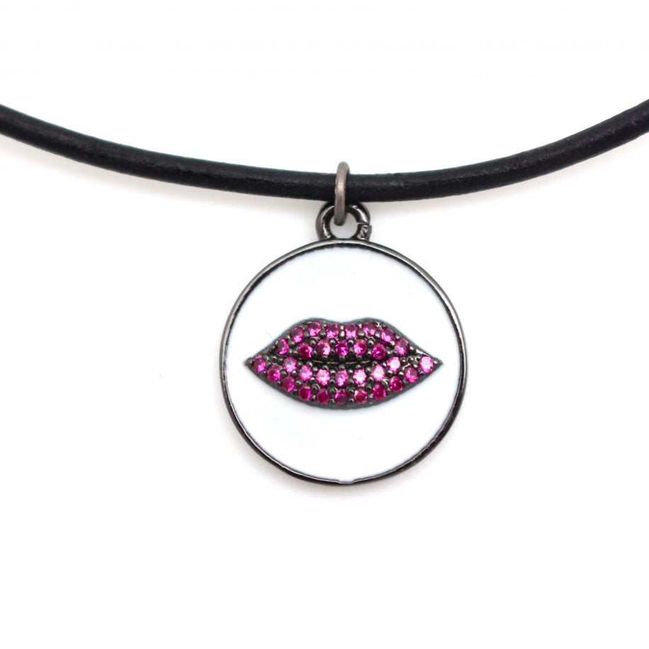 Karli Buxton Pave’ Lips Necklace - Corinne Boutique Family Owned and Operated USA